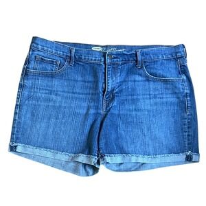 Old Navy Sweet-Heart Denim Shorts Womens Blue Good Raw Hem Mid Rise